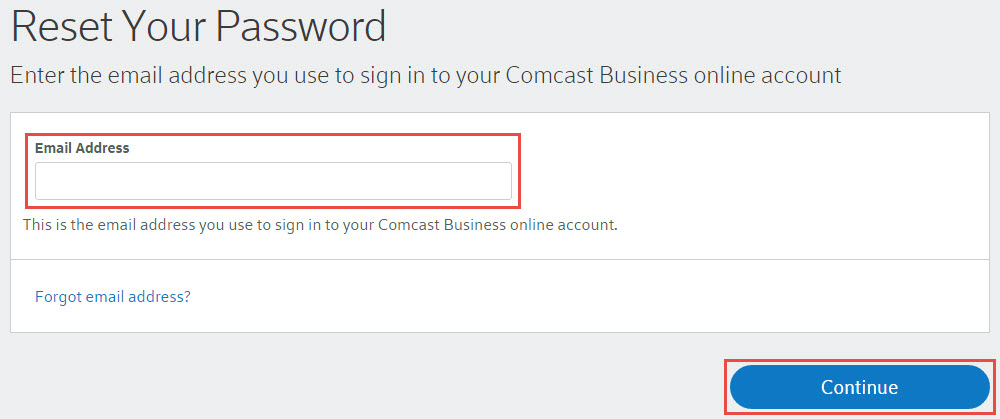 comcast password reset